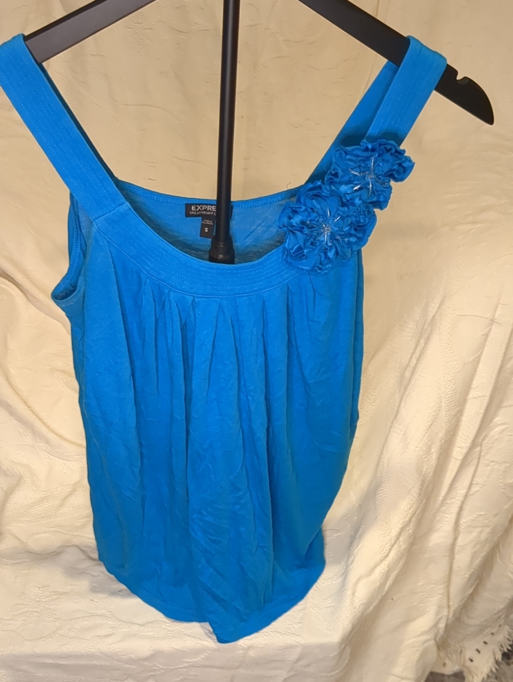 Express Blue Floral-Shoulder Tank Top